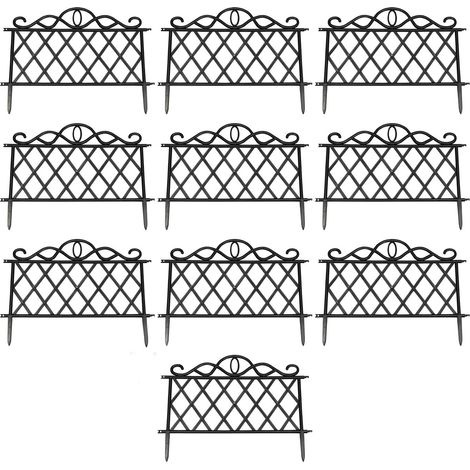 Set of 10 Plastic Lawn Edging Lattice Panels (45cm x 35cm) (1/5)