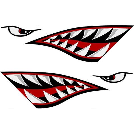 Autocollants réfléchissants en forme de dents de requin pour bateau de pêche, canoë, voiture, camion, kayak et accessoires (1/3)