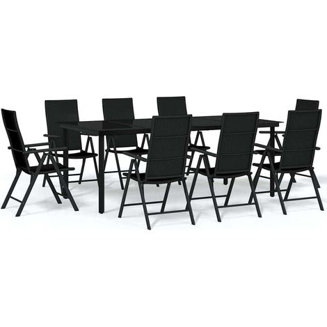 Maison Exclusive - Set da Pranzo per Giardino 9 pz con Cuscini Nero (1/5)