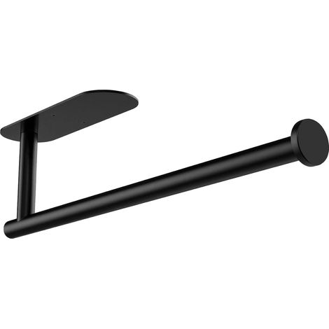 1 - Porte Essuie Tout - Support Papier Mural - Acier Inoxydable Noir - Installation Adhésive Ou À Vis Pour Cuisine Et Salle De Bain 33x8cm (1/5)