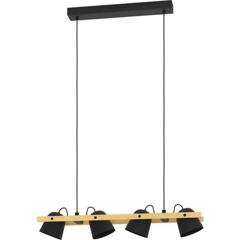 EGLO connect.z Smart-Home LED Pendelleuchte Hornwood-Z, Hängelampe aus Holz und schwarzem Metall, FSCM70HB, ZigBee, App und Sprachsteuerung Alexa, warmweiß-kaltweiß, RGB, dimmbar