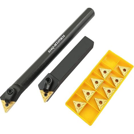 Porte-outils de tournage en carbure indexable MTJNR1616H16 + tour métallique avec barre d'alésage interne S16Q-MTJNR16 + inserts de tournage en carbure indexables TNMG331 (TNMG160404)… (1/5)
