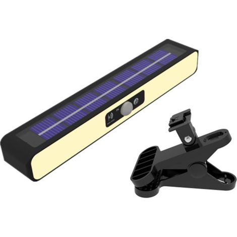 Lampe solaire portable étanche à pince pour éclairage de clôture ou de sport extérieur - Jaune (1/5)
