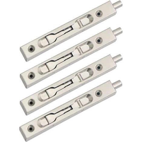 Paquet de 4 (2 paires) Verrou à glissière de verrou de pêne affleurant de porte, action de levier de sécurité de pêne dissimulé, pêne coulissant en acier inoxydable - (15 cm de longueur) (1/5)