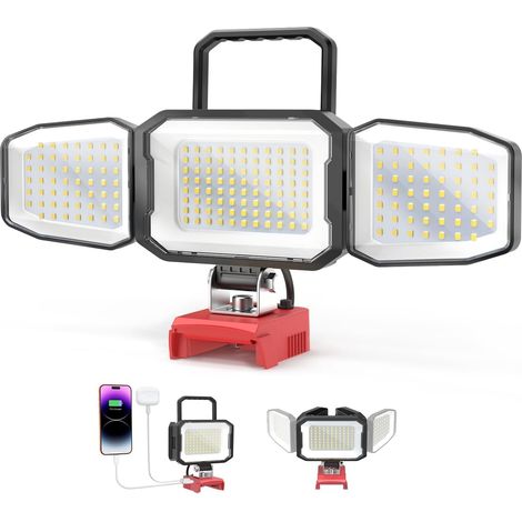 150W Rechargeable Led Lamp Compatible with 18V (No Battery) LED Work Light 15000 LM 6500K Day White Type-C/USB 360° Rotation 2 Modes for Outdoor Construction Sites (1/5)