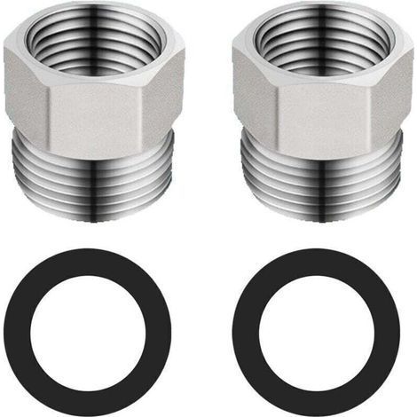 Connettore rotondo per tubo flessibile, riduttore per tubo doccia, da G1/2" a G3/8", acciaio inossidabile, cromato (1/4)