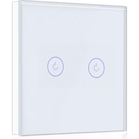 Lichtschalter mit Unterputzdose, intelligenter Doppel-Smart-Home-Schalter, weiß (1/5)