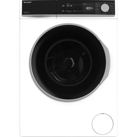Sharp – Lave-linge charge avant 8 kg – Vitesse d'essorage 1400 tr/min – Classe énergétique C – Niveau sonore 58 dB (lavage) (1/5)