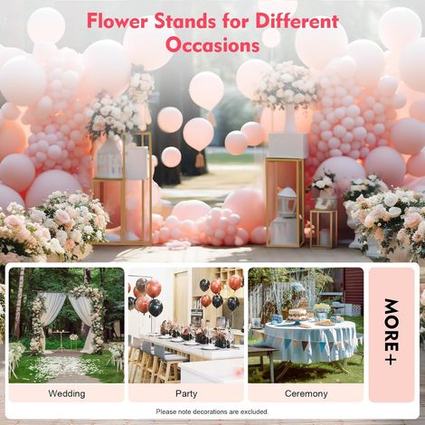 71 Zoll goldene Hochzeitsblumen, Multipurpose Metall Dekoration Blumenbukett, hohe geometrische Vase für Familienparty Hochzeitsdekoration, Eckblumen Becken für Familien, Garten Dekoration (1/5)