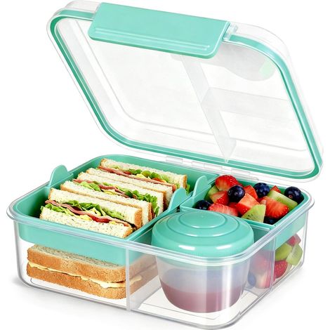 Boîte-Repas Bento, Sandwich Bento Box avec Compartiments Amovibles Lunch Box Enfant Portable pour École et Voyage, 1.65L (1/5)