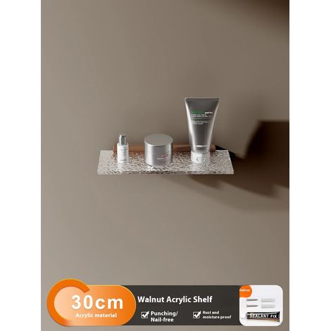 (A2) Étagère de salle de bain en noyer, vasque en acrylique, support mural pour WC, rangement pour produits cosmétiques, plateau simple (1/5)