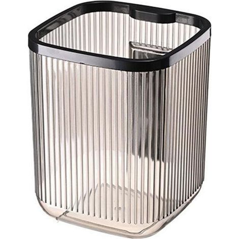 Papelera pequeña con soporte para teléfono incorporado, ideal para oficinas, dormitorios, baños y espacios de trabajo ordenados. Color negro. (1/5)