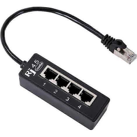 Câble répartiteur réseau Ethernet RJ45 4 en 1 (1 connecteur mâle vers 4 ports LAN) pour l'extension de réseau. (1/5)