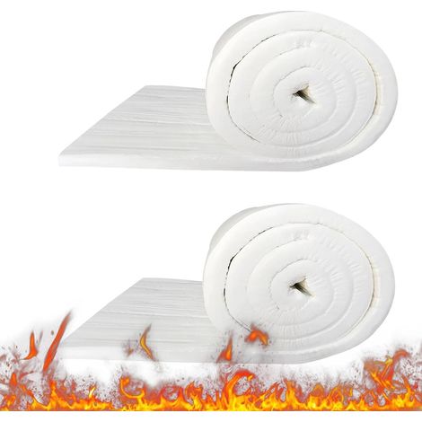 2 Pièces Couverture en Fibre de Céramique, 610 x 400 x 25 mm Isolation Ignifuge Forges, Laine Ceramique Cheminée, Résistant à Température à 1260°c, pour Fours, Poêles Granulés, Forges (1/5)