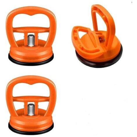 Set mit 3 orangefarbenen Auto-Dellenentfernern – Mini-Saugnapf – Dellenentfernungs- und Reparaturset – Hebegriff für Karosserie, Glas und Fliesen