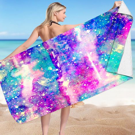 Serviette De Plage En Microfibre - Légère Et Rapide À Sécher - Anti-Sable - 76 X 152 Cm - Pour Voyage Camping Piscine (1/4)