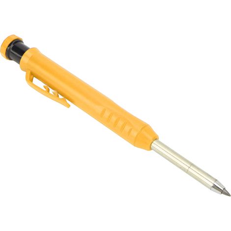 Crayon de menuisier mécanique avec taille-crayon, marquage profond sur métal, plastique et bois, couleur jaune, outil de traçage professionnel (1/5)