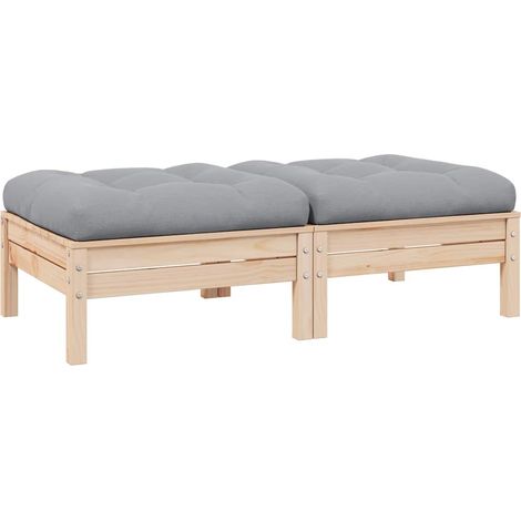 Canapé fixe 2 places de jardin Canapé relax - Banc de jardin et coussins gris Bois de pin solide BV357459 - BonneVie (1/5)