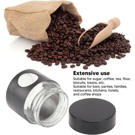 Kaffeedose aus Edelstahl und Glas, luftdichter Behälter für Kaffeebohnen, Aufbewahrungsbehälter für Küchenlebensmittel (1/4)