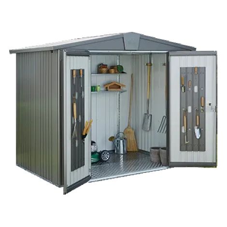 CASETA COBERTIZO METALICA BIOHORT EUROPA 7 COLOR GRIS CUARZO METALIZADO