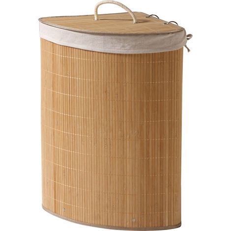 Cesto portabiancheria angolare in bambù - H60 cm