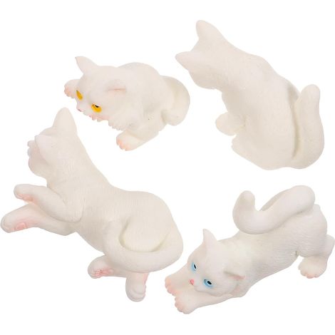 Sculpture De Petit Chat en Résine Artisanale 4 Pièces, Ornement De Dessin Animé Résistant à La Décoloration, Décoration De Bureau Et Maison, Accessoire Décoratif De Paysage Miniature (1/5)