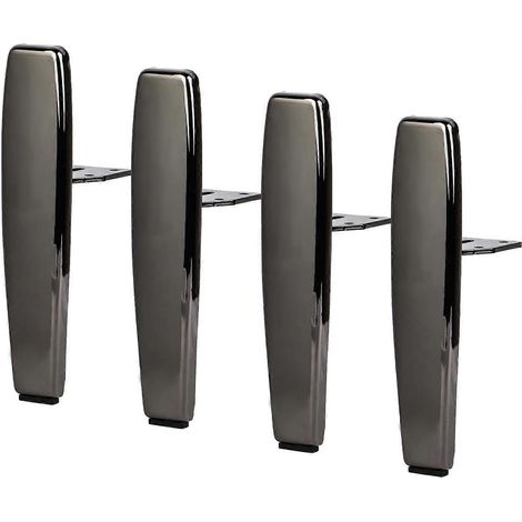 Verstellbare Schrankfüße, 13 cm (5 Zoll), Metall, 4er-Pack, Mid-Century-Modern, seitlich montiert, konisch zulaufend, Ersatzfüße für Heimwerkerprojekte, S-6in 15 cm – Gun Black (1/5)