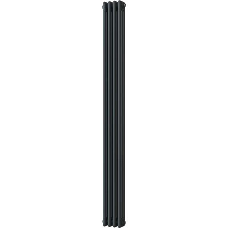 Alpha - Anthracite Vertical Column Radiator H1800mm x W198mm 3 Column - Feet Included (1/3)