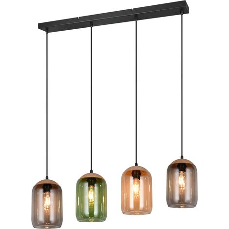 Lampada a sospensione Trio Cork nera 4xE27 vetro colorato (1/2)
