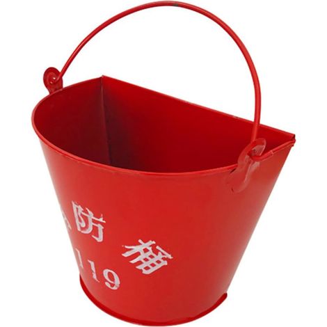 Seau à Sable d'urgence en Fer Rouge Poignée, Résistant la Chaleur et Incassable, pour Brigade de Pompiers et Foyer (1/5)