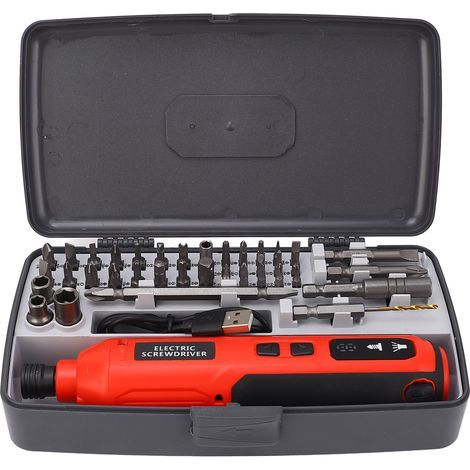 3,6-V-Elektroschrauber-Set, USB-aufladbar, 5 Geschwindigkeitsstufen, LED-Licht, tragbar, kabellos, für Handy, Kamera, Laptop, Uhr (1/5)