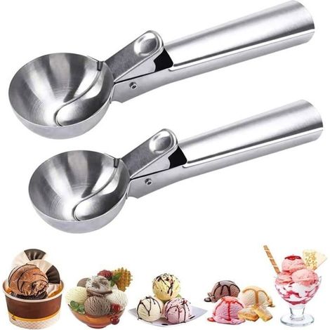 Ice Cream Scoop - Stainless Steel Ice Cream Scoop with Easy Trigger, for Scooping Ice Cream (1/4)