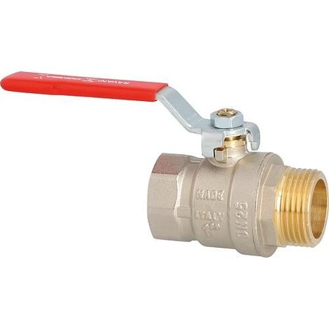 Robinet à boisseau sphérique en laiton DN25 (1") FF/FE avec levier manuel en acier rouge PN45 (1/2)