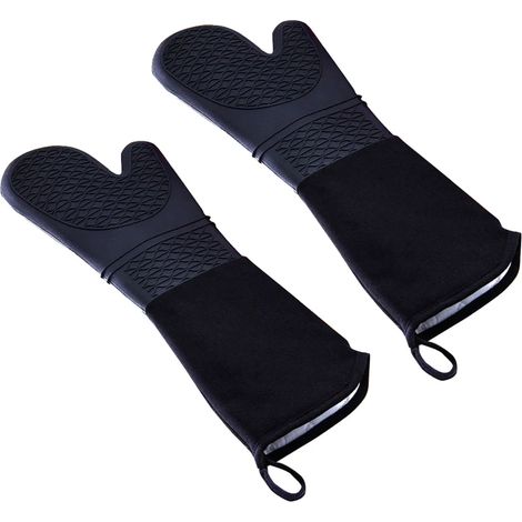 Extra lange Silikon-Ofenhandschuhe – hitzebeständige Handschuhe, rutschfeste professionelle Kochhandschuhe, Ofenhandschuhe(Form1)