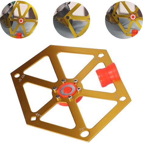 Règle d'angle pour le travail du bois, machine à découper les panneaux, outil de réglage d'angle pour scie circulaire avec aimant, règle hexagonale en alliage d'aluminium doré. (1/5)