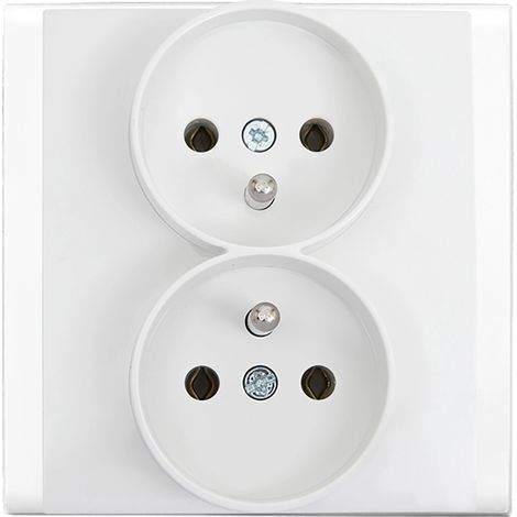 Enchufe doble con toma de tierra, blanco, eléctrico, empotrado, 1 unidad. (1/2)