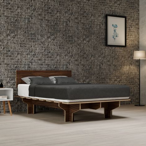 Blumfeldt Lettiera NordicAura Double  140 cm x 200 cm  robusta  Montaggio senza l'ausilio di strumenti  Legno di eucalipto  Contenitore