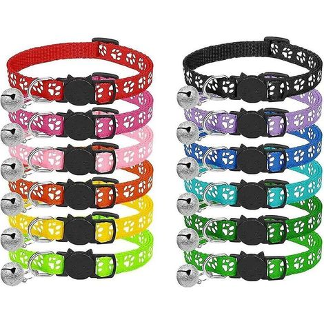 Cat Collar, 12pcs Anti Strangulation Cat Collar Kitten Collar With Reflective Strap And Bell, Adjustable Range 19-32cm (1/3)