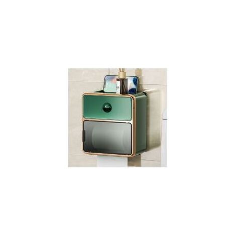 Wasserdichter, wandmontierter Toilettenpapierhalter, Aufbewahrungsbox für Taschentücher, grüne, galvanisierte Oberfläche (1/5)