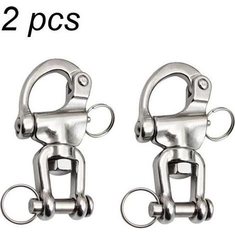 Mousqueton pivotant en acier inoxydable 316 – Charge maximale adaptée pour cordage de spi – Goupille à dégagement rapide – Dimensions 70 mm (1/5)