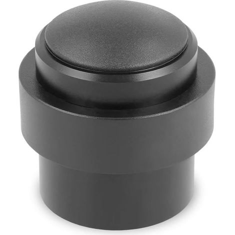 Butée de porte intérieure noire 60 mm, fixation par vis, patin caoutchouc antidérapant (1/5)
