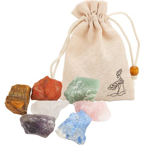 Ensemble de 7 Pierres de Chakra Brutes et Colorées pour Méditation et Soins (1/5)