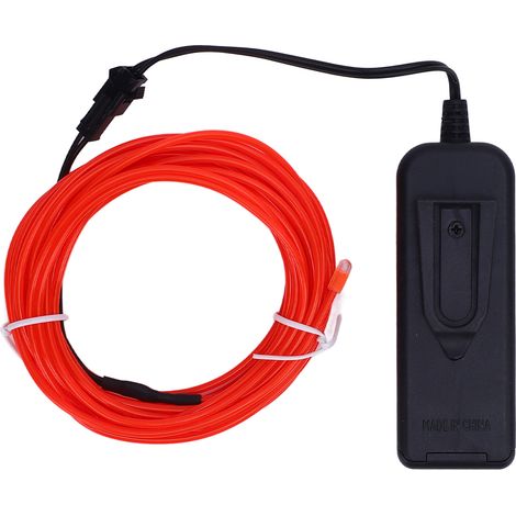 Fil Électroluminescent 2x5m Rouge Découpable 360° 4 Modes Lumière Flexible pour Décoration Fête Halloween Vélo (1/5)