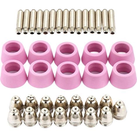 Kit Accessori per Taglio al Plasma, 40 Pezzi/Set, Elettrodi e Ugelli AG60 SG55, Compatibile con Torcia P-60, CUT60, LGK60, Acciaio (1/4)