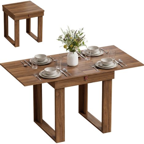 HOMCOM Folding Extendable Dining Table for 4 Under-Table Storage 140cm Grey (1/5)