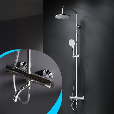 AM.PM Duschsystem Regendusche mit Thermostat 38℃, Edelstahl Duscharmatur Set, Duschsäule Regendusche, inkl. verstellbar Duschstange F07TA500 (1/6)