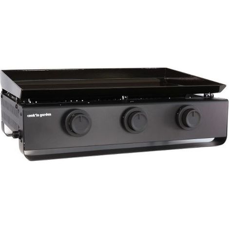 Plancha de gas TEMPO 60, 3 quemadores, 6 kW, placa de acero esmaltado para 10 comensales - Cook'in Garden