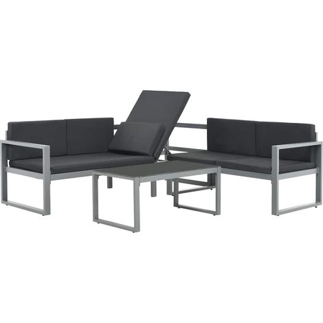 Maison Exclusive - 3-tlg. Garten-Lounge-Set mit Kissen Aluminium (1/5)