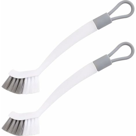Brosse Nettoyage Salle de Bain,Brosse de Nettoyage Cuisine,2 Brosses,Blanc Gris,Outil d'élimination des Taches intégré,pour Cuisine,Salle de Bains,de (1/4)