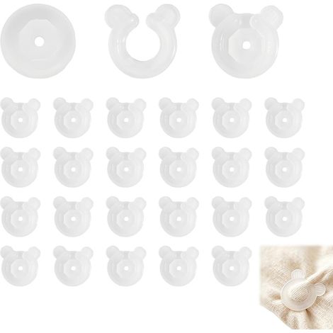 Lot de 25 Clips Attache-Couette sans Aiguille, Fixateurs Anti-Glisse pour Couette et Housse, Clips Léger en Plastique 3,7 x 3,7 cm, Système Snap Pratique (1/5)